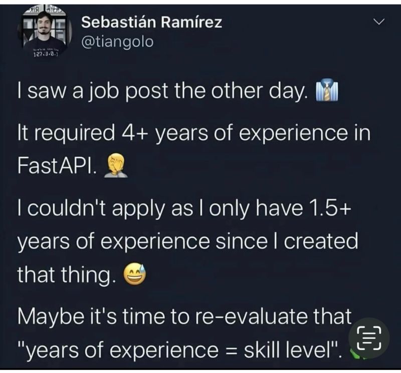 Sebastian Ramirez Twitter post. 
