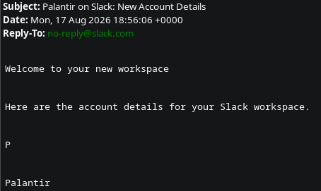 palantir on slack new account details