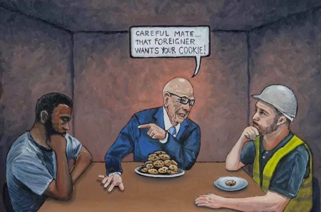 "Careful mate... that foreigner wants your cookie!" meme