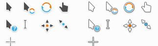 Image sample of some Breeze Dark and Snow cursors