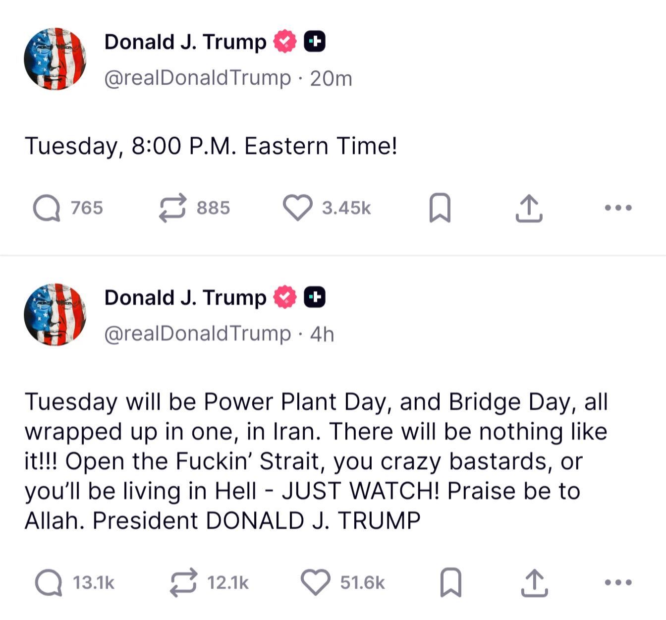 Image of Donald Trump's post, quoted in the title.