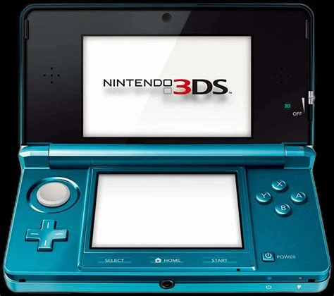 Picture of a turquoise, original model Nintendo 3DS