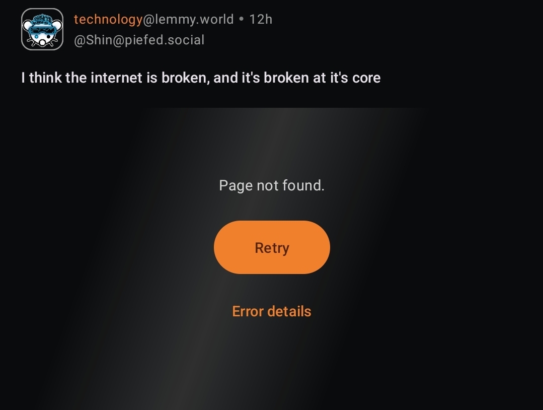 A screenshot of this post but the content didn't load