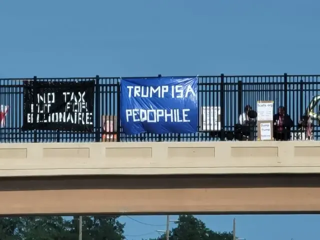 overpass sign trump is a pedophile