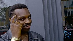 "Roll Safe" meme (Kayode Ewumi tapping his finger on his head), no text