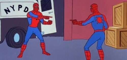 Two Spidermen pointing at each other meme Two Spidermen pointing at each other meme