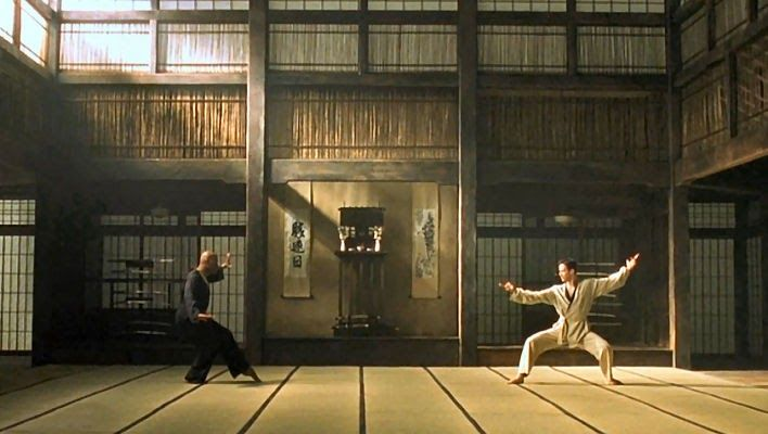 image of popular film Matrix with Neo and Morpheus in dojo scene