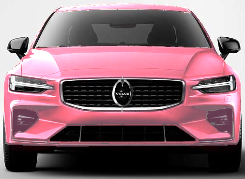 Volvo with logo changed to "Vulva".  The circle has been elongated into a yonic oval.