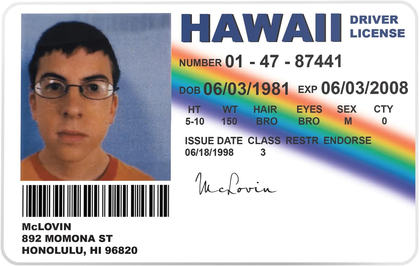 McLovin Driver's License