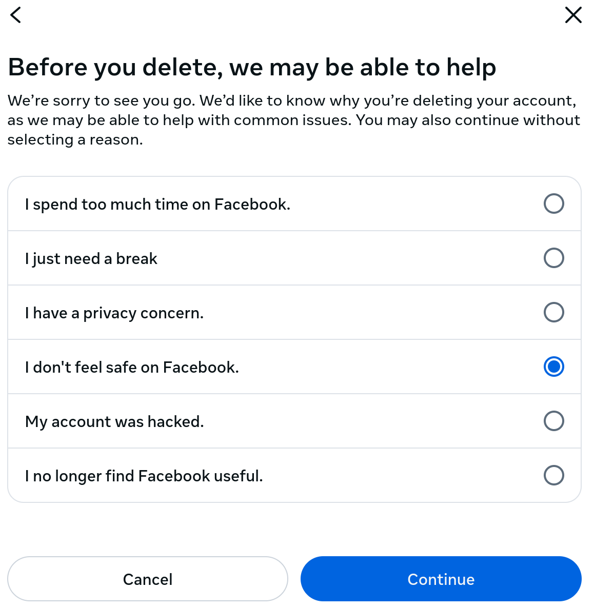 Delete Facebook
