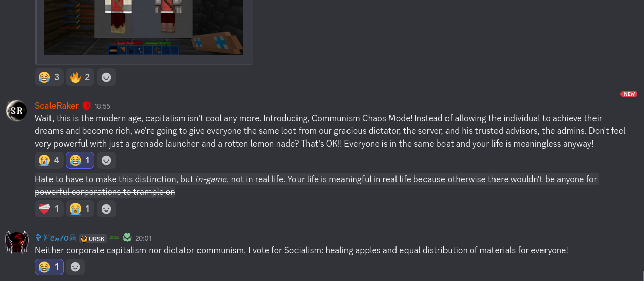 Players on JMA CTF Discord discuss socialist, communism and capitalism in CTF