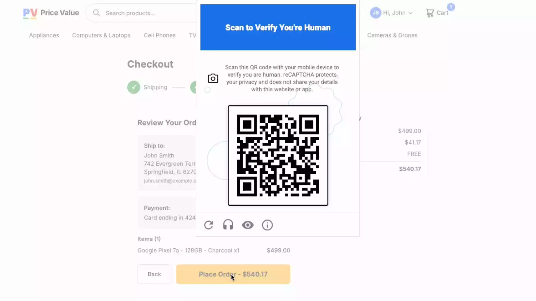 “Scan to verify you’re human” screenshot