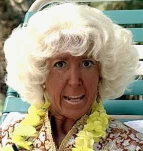 an old wrinkly tan lady