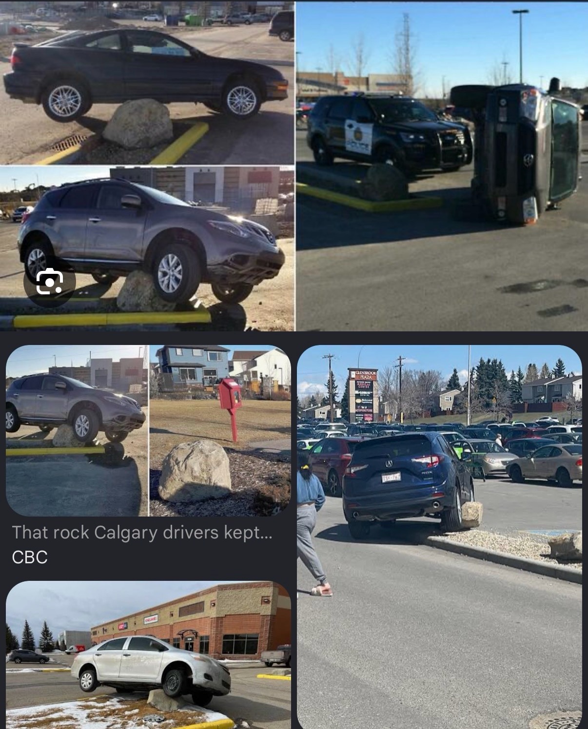 cars stuck on smaller curb rocks