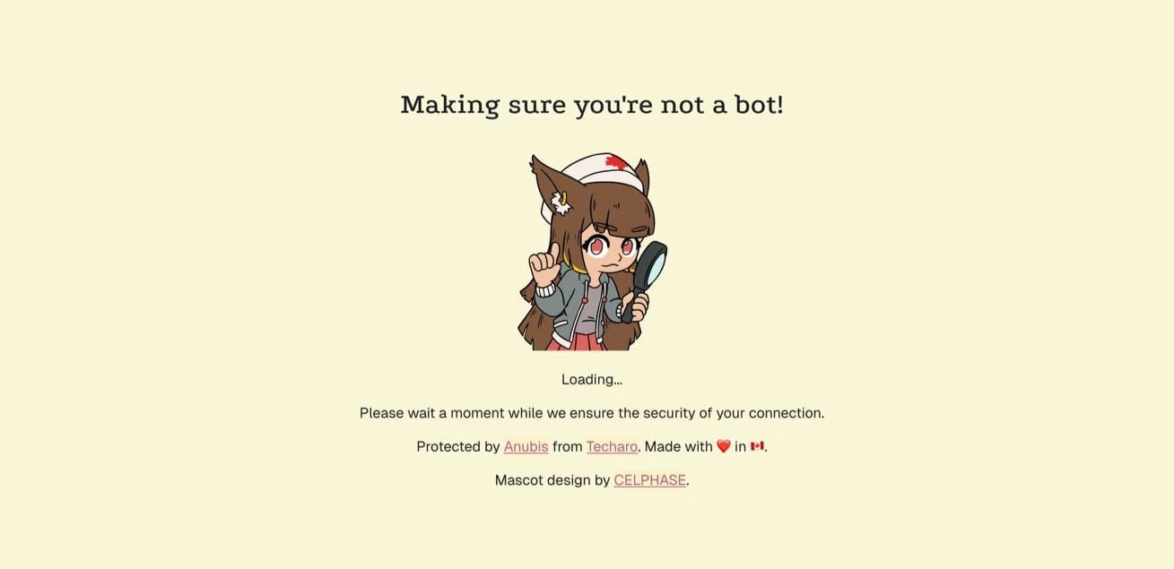Anubis bot protection screen