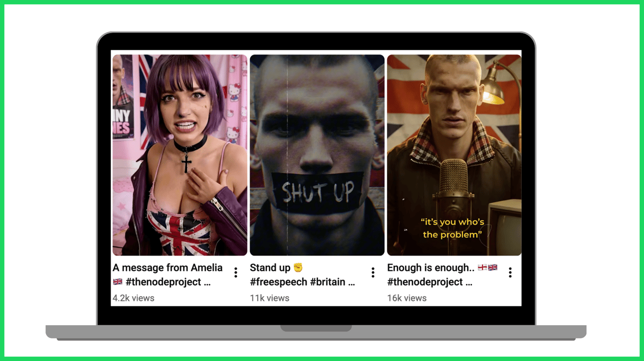 Node Project Posts (including “Amelia”) on TikTok shown on a laptop